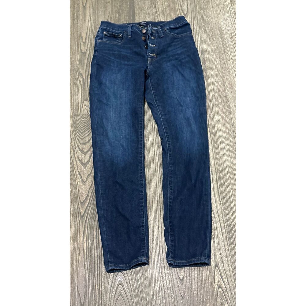J.CrewโWomens Skinny Jeans High Rise Button Fly Denim Dark Wash Blue Size 28